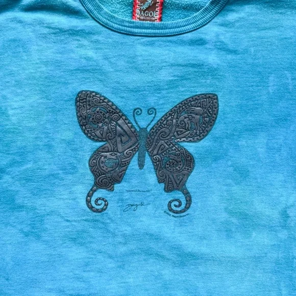 Vtg 2002 Dagoli Blissful Butterfly Tie Dye Sweatshirt L Boho Fairycore - Picture 7 of 12